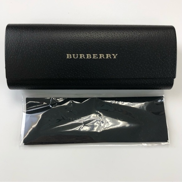 𝅺BURBERRY eyeglass sunglass case brown with raised gold logo new cleaning cloth - Picture 2 of 5